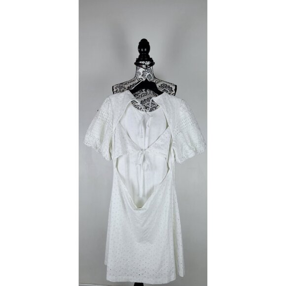 Free People Womens Apricot Rose Mini Dress Puff Sleeve Eyelet White Size XLarge - Picture 6 of 14